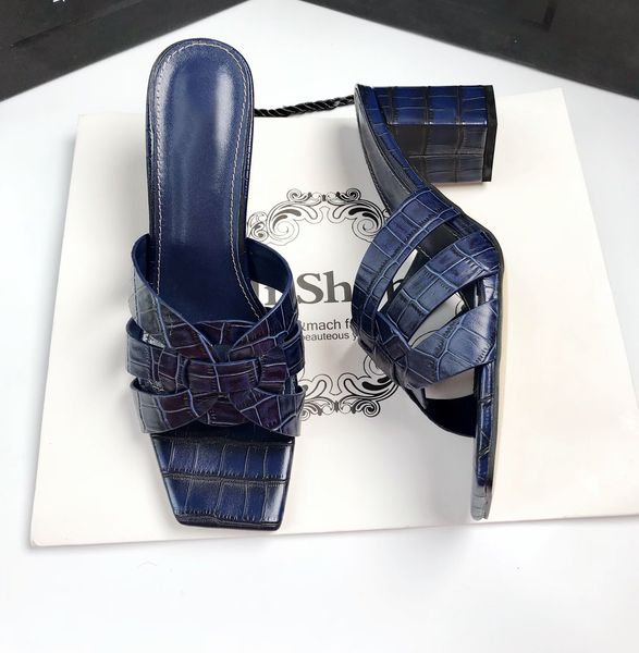 

brand genuine leather women slippers designer shoes woman sandals slides heels sandalias female lady summer tribute shoes, Black