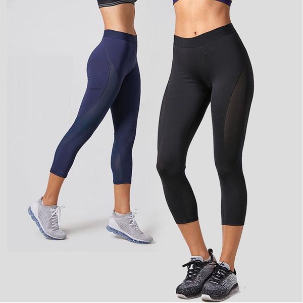 

women's slimming mesh sports cropped tights training capri leggings, White;red