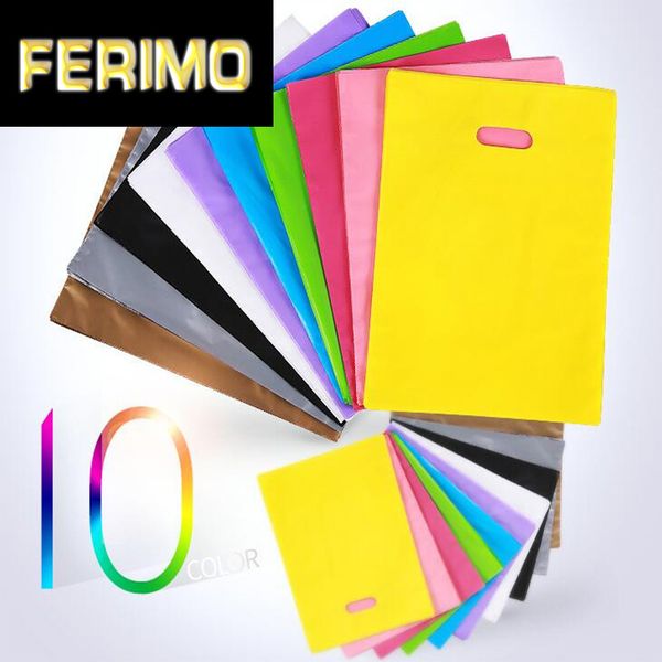 

50pcs colorful large plastic shopping bags with handle, festival gift bag package ( custom order accept moq 50pcs bags )
