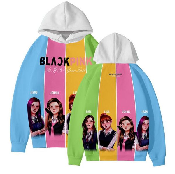 

blackpink girls women hoodies black pink purple mens ladies sweatshirts hooded fleece cotton hoodies clothes, Blue;black
