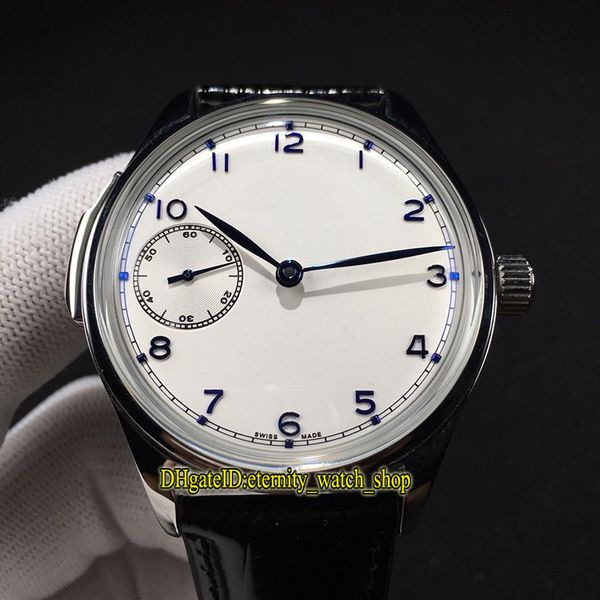 

new portugieser 524204 white dial mechanical hand-winding 524205 mens watch 316l steel case leather strap sport watches, Slivery;brown