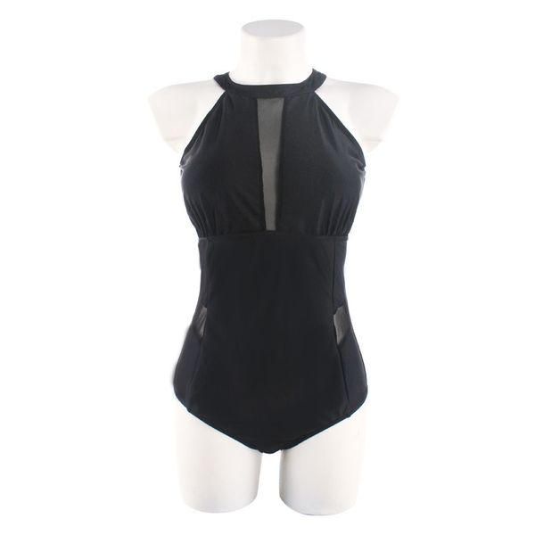 

4xl plus size bikinis swimwear for women high neck swimsuit 2019 fashion black mesh swim wear monokini bathing suit woman beachwear