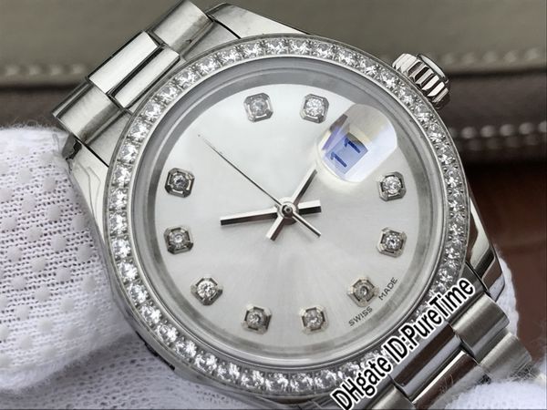 

twf 28mm eta 2236 automatic womens watch steel case silver dial diamonds markers edition diamond bezel jubilee bracelet puretime tw14c3, Slivery;brown