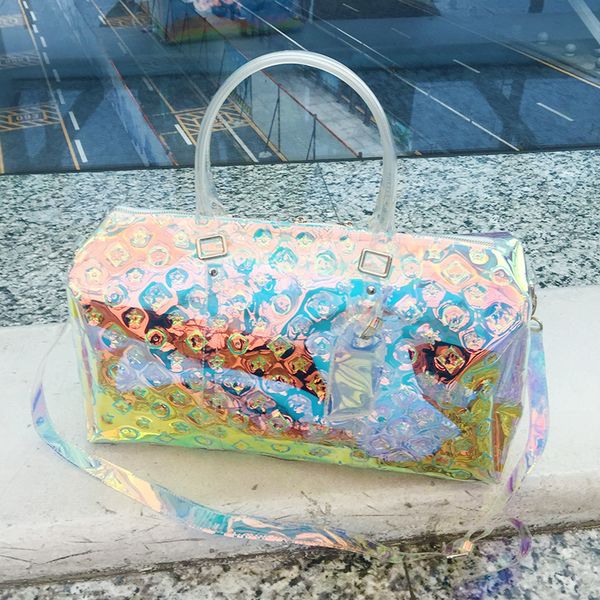 

Портативные лазерные спортивные сумки Tpu Brilliant Color Old Flowers Прозрачная дорожная сумка Портативная гибкая сумочка Sell Well 162 16le J1