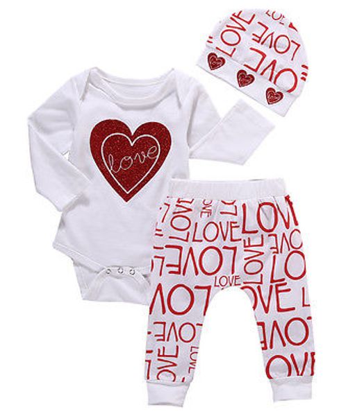 

us stock 3pcs newborn baby girl love heart romper+cute pants+lovely leggings hat outfits sunfits set clothes, Blue