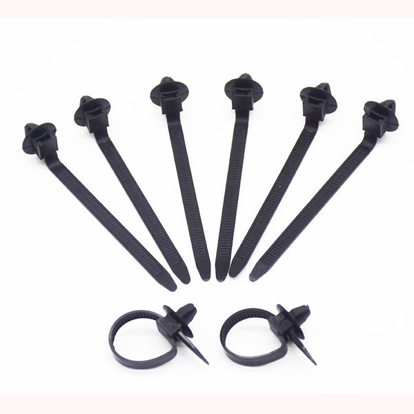 

xiaobaishu 50pcs car cable fastening ties nylon black car auto cable strap push mount wire tie retainer clip clamp for all cars