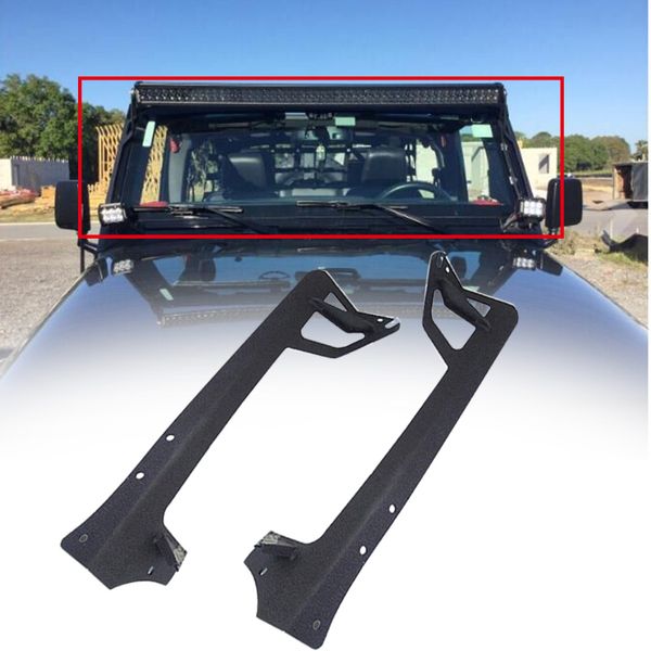 

52 inch led work light bar steel metal upper windshield mounting bracket w/hinge brackets for 2007-2018 wrangler jk
