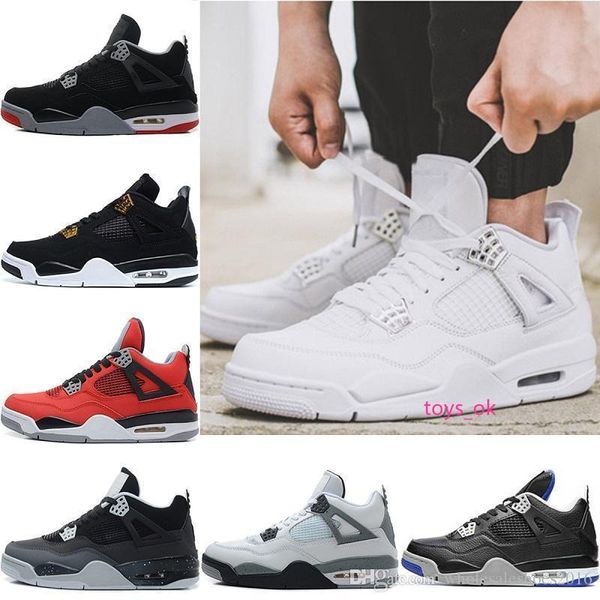 

designer new 4 men basketball shoes motorsport pure money bred oreo 4s sports fire red white cement sneaker size 41-47