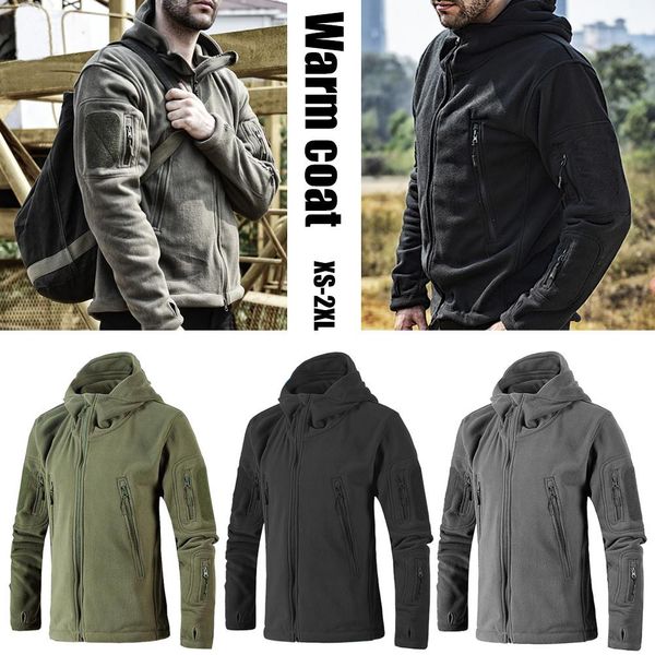 

neutral outdoor thicken warm coat fleece jacket hiking mountaineering jacket army green black gray neutral fleece, Blue;black