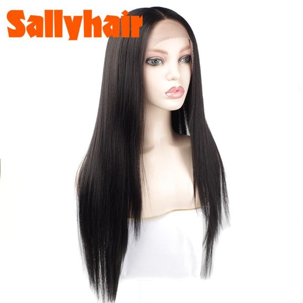 

ombre color смешанные цвета синтетические кружевные передние парики от уха до уха средняя часть длинные прямые волосы стиль кружева парик во, Black