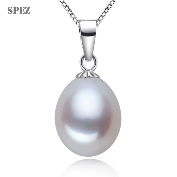 

silver pearl pendant necklaces for women real 925 sterling silver jewelry 100%natural freshwater pearl 8-9mm spez