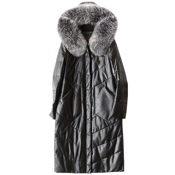 

korean fur hood sheepskin coat real genuine leather jacket women duck down coats autumn winter coat women clothes 2018 zt840, Black