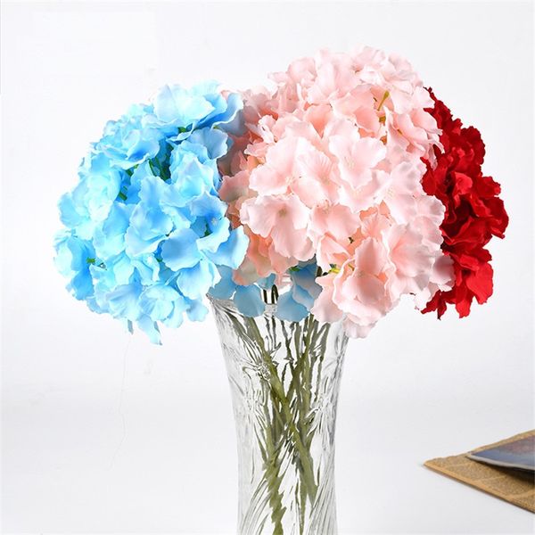 Simulação Cinco Chefes Hydrangea Artificial Hortênsia Flor Cinco Chefes 51cm 7 Cores Wedding Centerpieces Início Flores