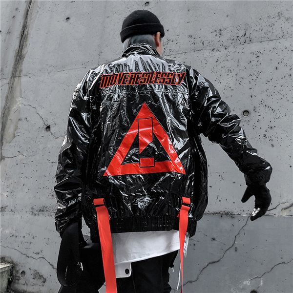 

parka men ribbon hip hop, Black