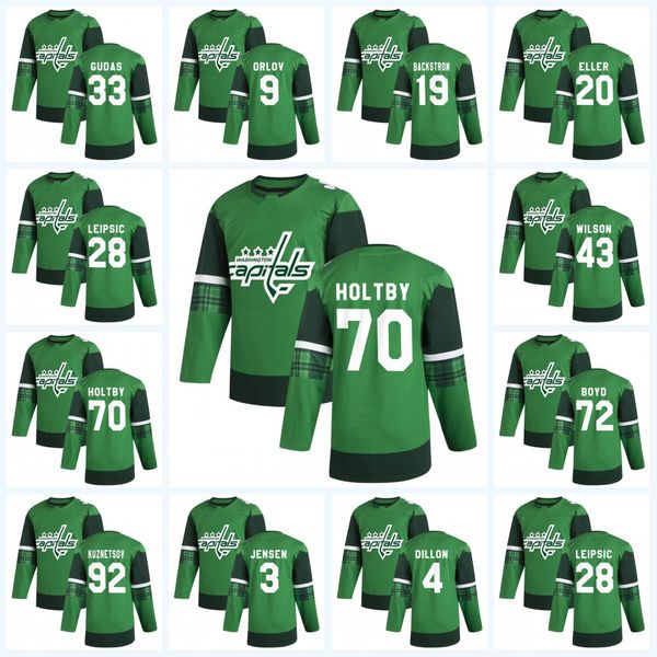 

washington capitals 2020 st patrick day jersey john braden holtby alexander ovechkin t.j. oshie richard panik evgeny kuznetsov wilson, Black;red