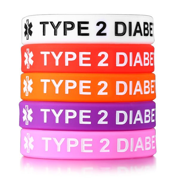 

type 1 and type 2 diabetes bracelets for women silicone 5 pcs a set wristbands jewelry 6.69, Golden;silver