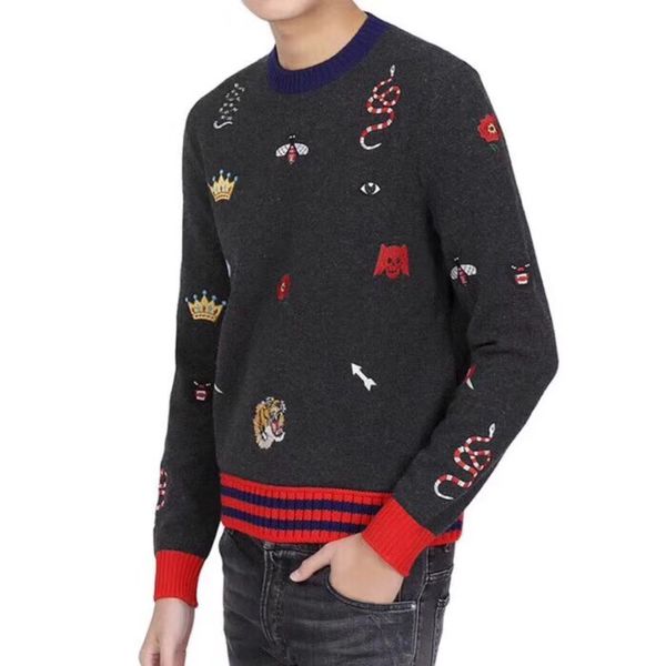 

Mens GC Woolen Sweaters Winter Autumn Fashion Bottoming Sweaters Heavy-duty Embroidered O-neck Long Sleeved Knitted Sweatshirts