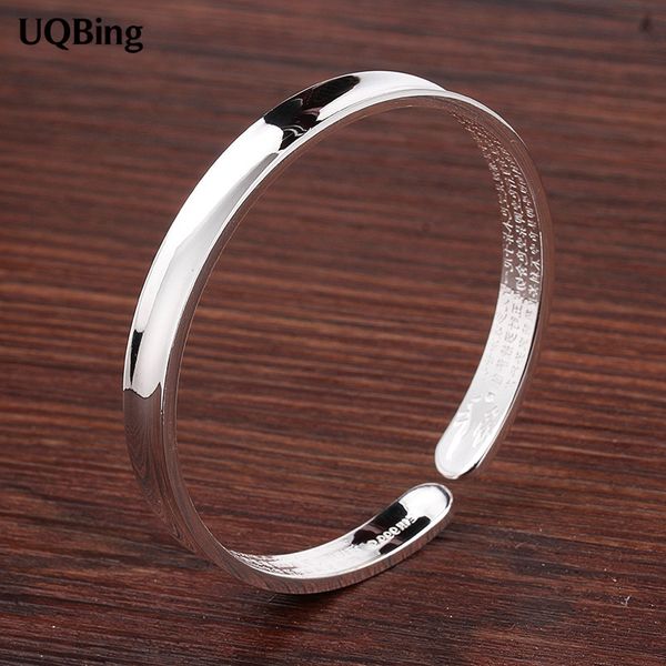 

vintage 925 sterling silver concave heart sutra bangles for women men jewelry, Golden;silver