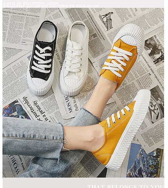 

2019 new style students hong kong style skate shoes women's korean-style ulzzang versatile canvas shoes retro shoe, Black