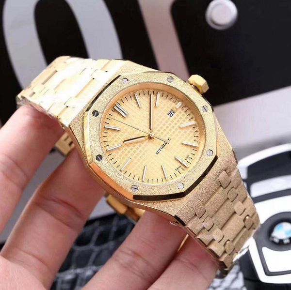 

3-контактный royal oak роскошные часы мужчины 41 мм назад открытый автоматический механизм подметальный механизм из нержавеющей стали без ба, Slivery;brown