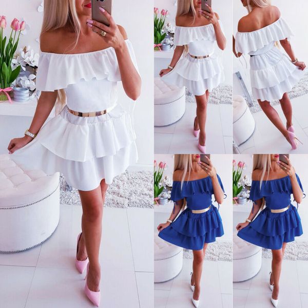 

women's summer bandage bodycon dress ruffle boho lace party short mini dress off shoulder party casual mini dresses, Black;gray