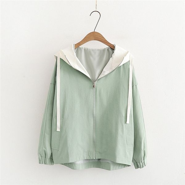 

new fashion autumn women long sleeve matching jacket outwear thin hooded zip pockets coat jacket cardigan #e15 wholesale, Black;brown