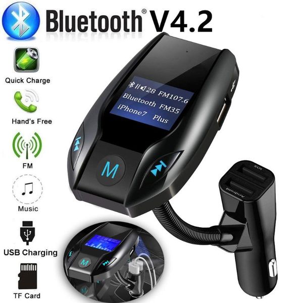 

car fm transmitter aux lcd mp3 player handsmp3 player dual usb charger 2.1a car accessories carregador veicular