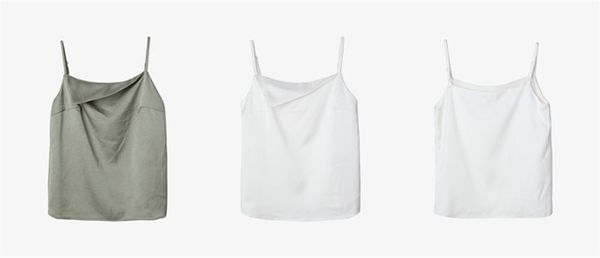 

summer womens chiffon camis solid color slash neck womens loose tanks laides casual street style, White