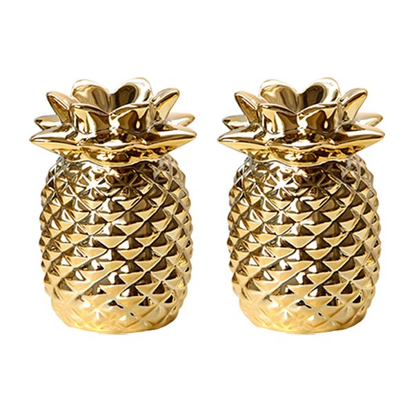

2x золотой ананас форма статуя дисплей скандинавский стиль домашнего офиса декор подарок