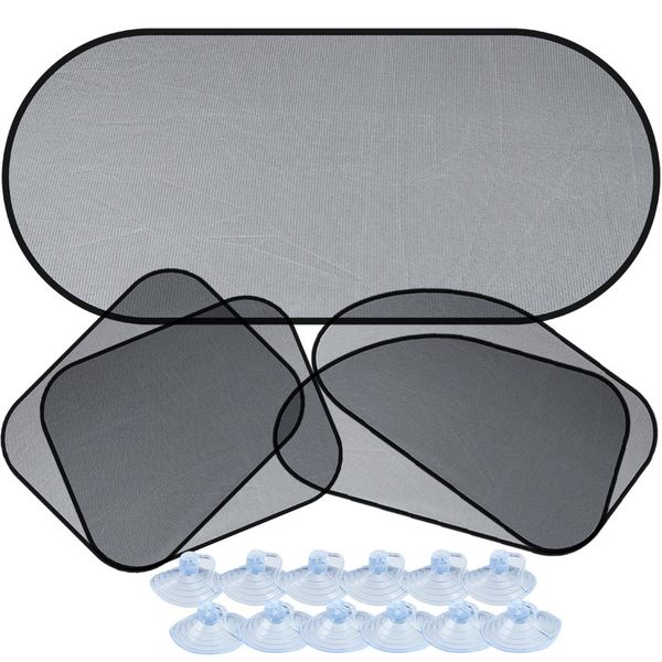 

5pcs set mesh net car windshield sunshade summer side window sun shade silver gray color for car travel interior accessories