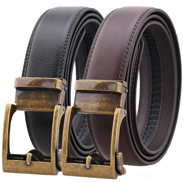 

luxury cowskin belts automatic buckle business waistband genuine leather waist strap mens womens fashions hip hop belt, Black;brown