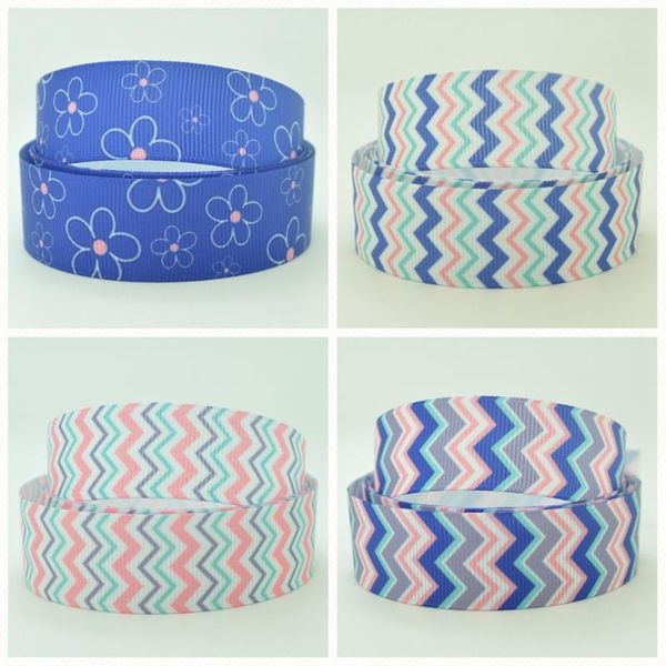 

supwrf 16 22mm 38 50 75mm navy chevron cute printed grosgrain ribbon hair bow diy hair accessories party decoration 50 yards, Slivery;white