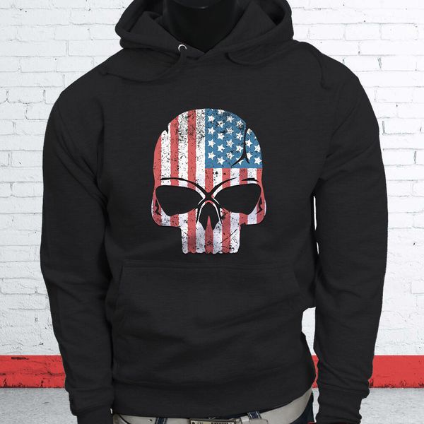 

american flag hero skulls independence day proud mens black hoodie
