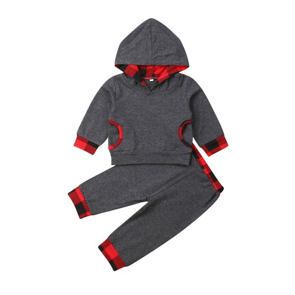 

осень зима малыш мальчик девочка 2 шт. пледы с длинным рукавом с капюшоном топы брюки костюмы одежда, White