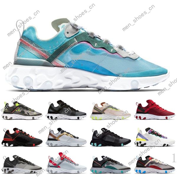 

react element 87 55 running shoes mens sail hyper pink bred medium olive solar red royal tint runner 87s womens breathable sports #06290111