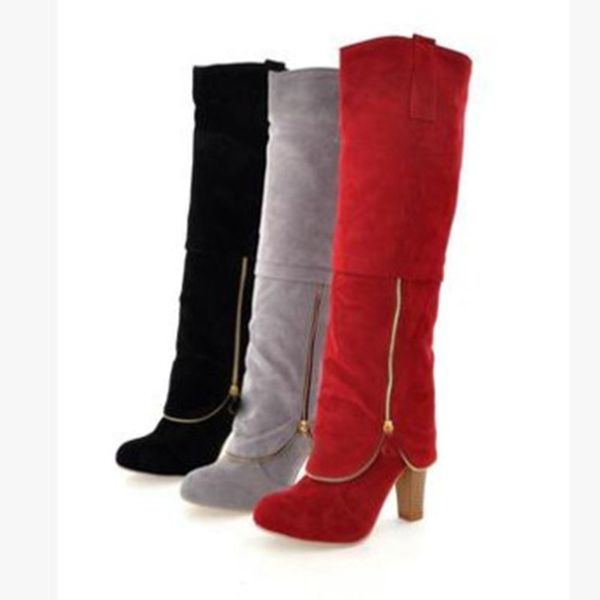 

jrnnorv 2018 new shoes women boots black/red/grey over the knee boots female autumn winter lady thigh high ja009