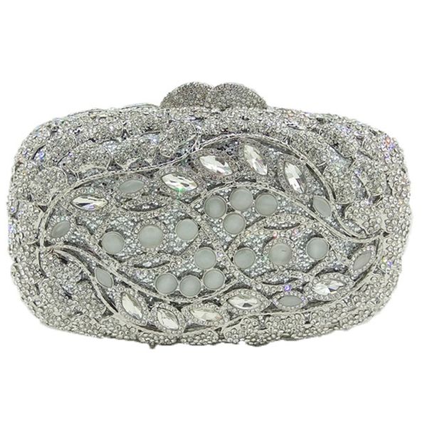 

silver metalevening bags rhinestone women clutches diamond 100% handmade women's clutches evening bags female evening clutch bag