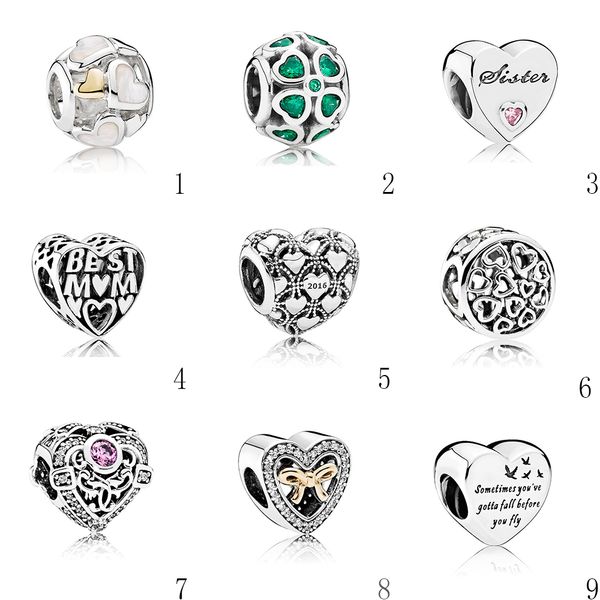 

pandor / charming pandora bracelet ladies 100% s925 silver beads loose beads blue ocean heart-shaped style casual wild, Black