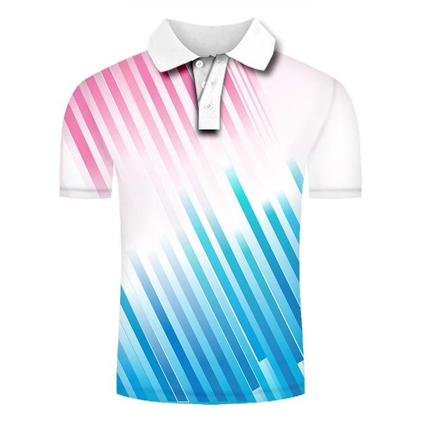 

new 2020 summer shirts men short sleeve breathable anti-pilling stitching color 3d printed polos para hombre, White;black