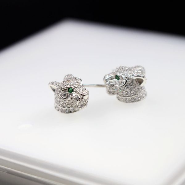 

fashion- silver earrings for women brand design gold plated zircon jewelry cute animal leopard earring wholesale