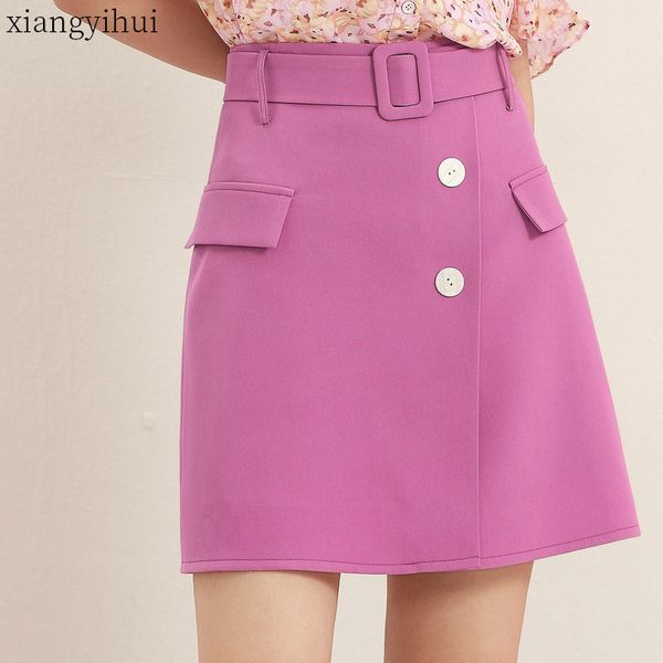 

office womens a line skirt with belt female summer high waist black mini skirts elegant temperament pattern short skirt