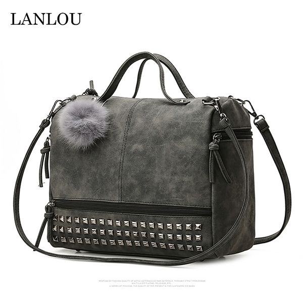 

lan lou women bag shoulder bag for women 2019 fashion leather big bags rivet handbag ladies casual crossbody bags