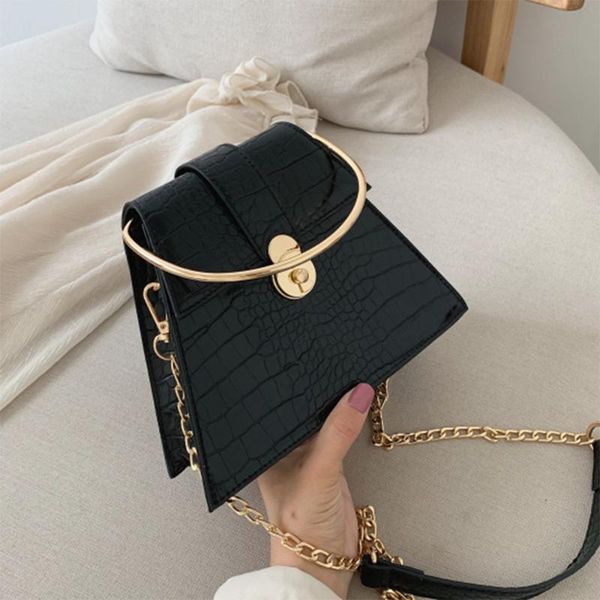 

trapezoid crocodile grain pu leather crossbody bags for women 2020 shoulder messenger bag female handbags metal handle totes sac