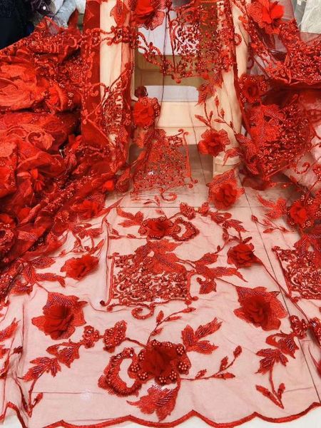 

beaded 3dflower embroidery evening dress design lace fabric 2020 embroidery french mesh lace african sequin, Pink;blue