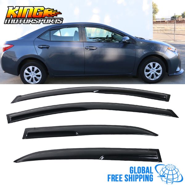 

fits 14-17 toyota corolla mugen 3d wavy style window visors 4pc set smoke/tintedacrylic global ing