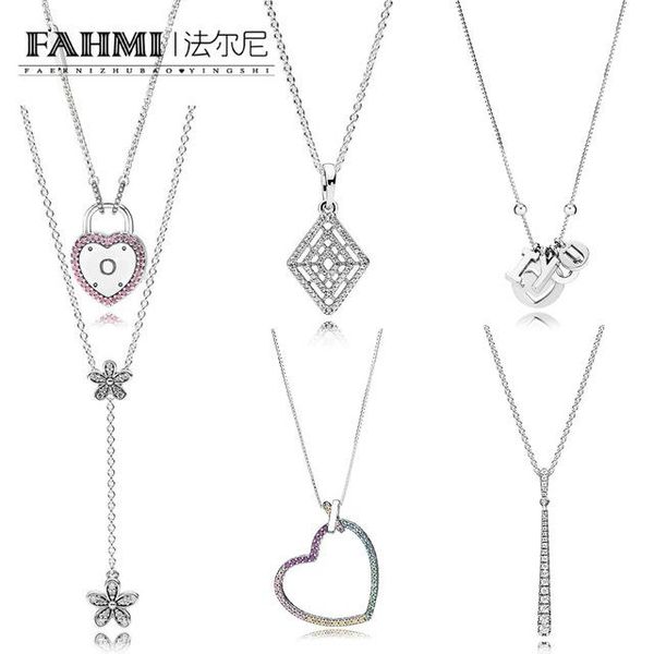

fahmi 100% 925 sterling silver classic lock heart cascading dazzling daisies women glamour fashion jewelry necklace wholesale