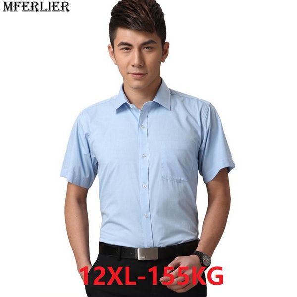 

mferlier summer casual shirts men plus size larger big 6xl 7xl 8xl 9xl 10xl 11xl 12xl loose business dress work office shirts, White;black