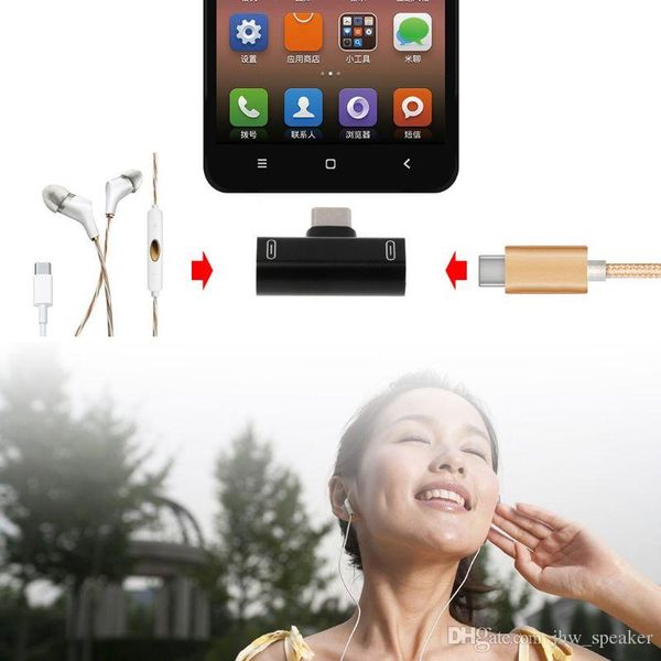 

Двойной Тип C USB-C наушники Наушники аудио зарядки зарядное устройство адаптер Splitt