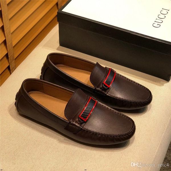 

21fw leather men casual shoes luxury brands mens loafers fashion breathable driving shoes slip on comfy moccasins madaj, Black