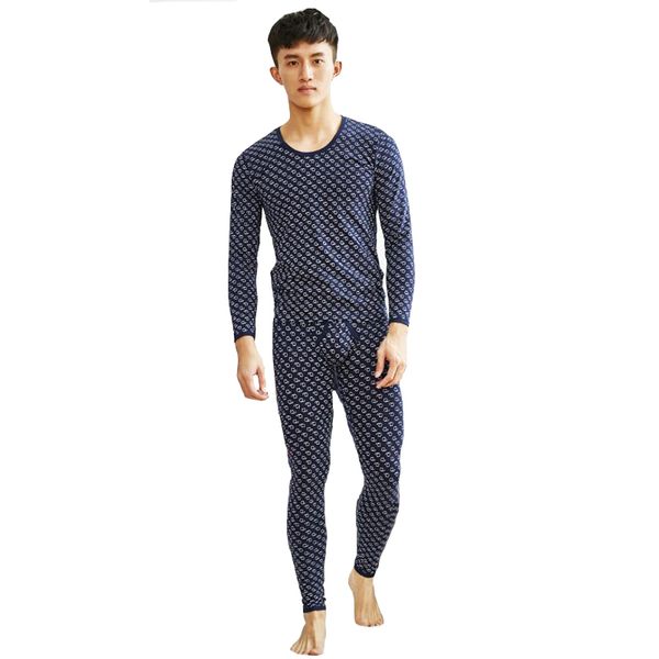 

kwan.z thermal underwear long johns for men cotton thin men's underwear winter home clothes men camiseta termica hombre, Black;white